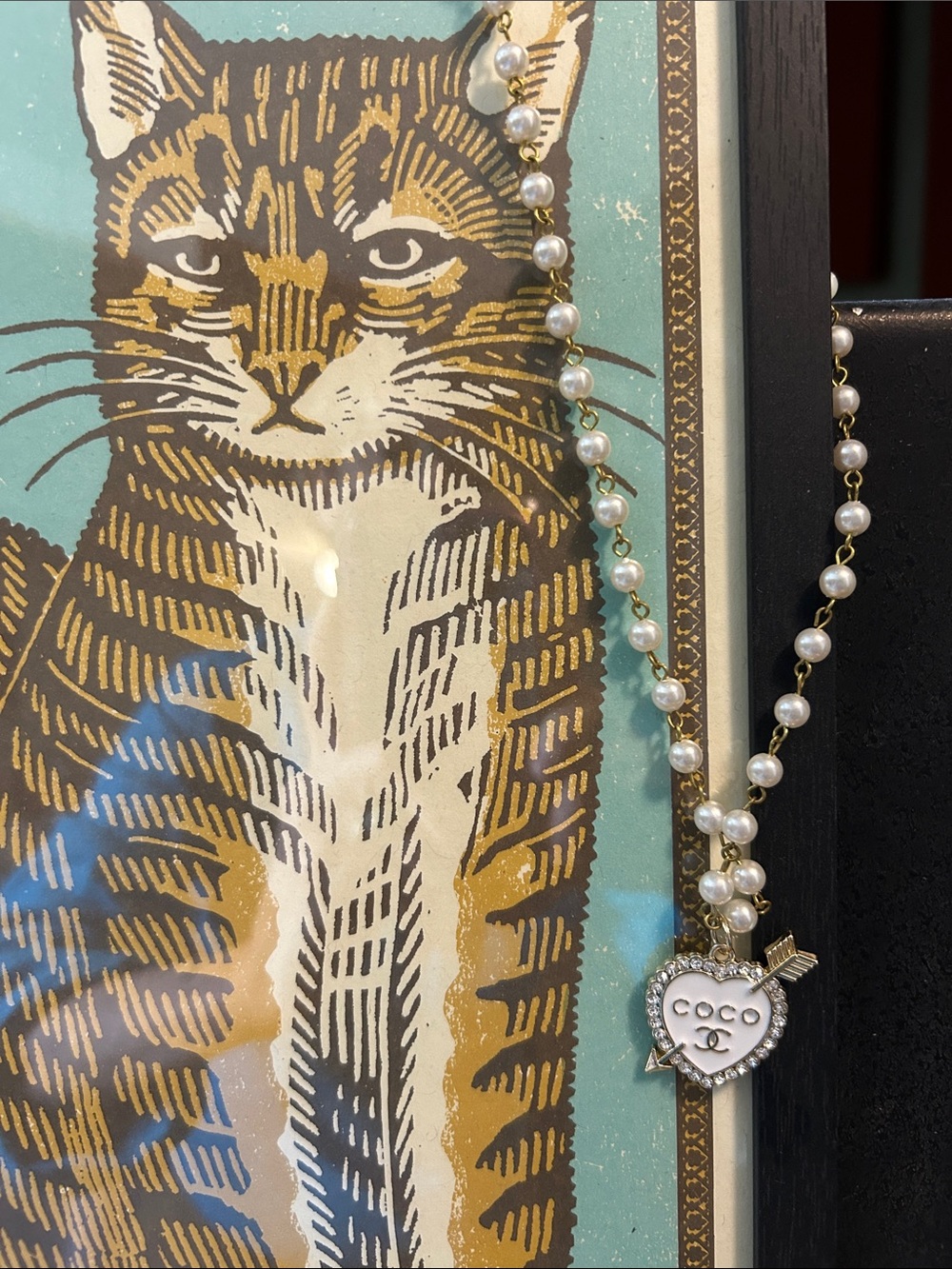Authentic Designer Charm from a Zipper Pull on a Repurposed, Faux Pearl Chain